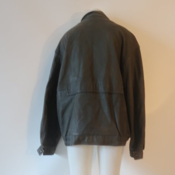 Mens Professional Leather Green Full Zip Leather Jacket Coat XL * - Picture 5 of 14